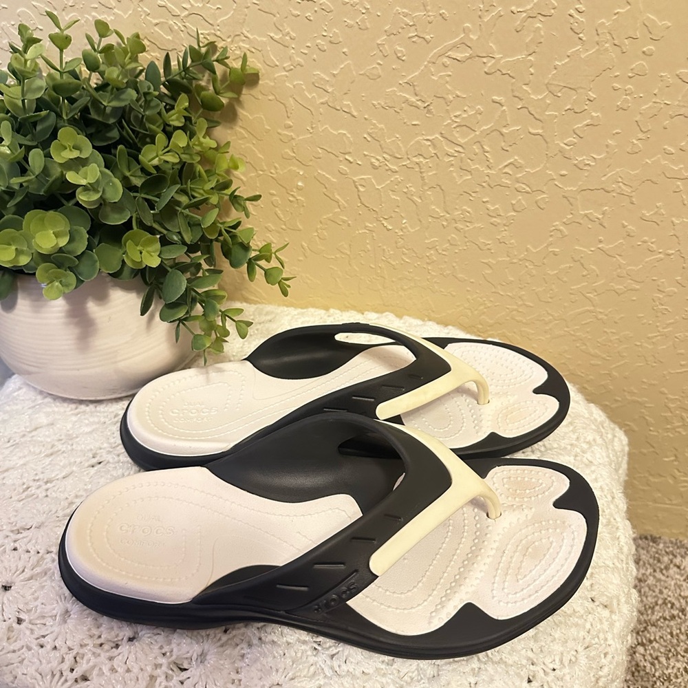 CROCS Black and Cream Sandals